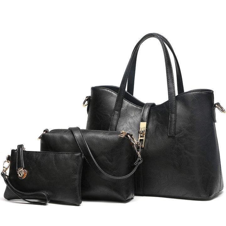 AILLOSA Handtasche Damen Gross Handtaschen Set Für Frauen Umhängetasche Taschen 1-schwarz, 1-schwarz