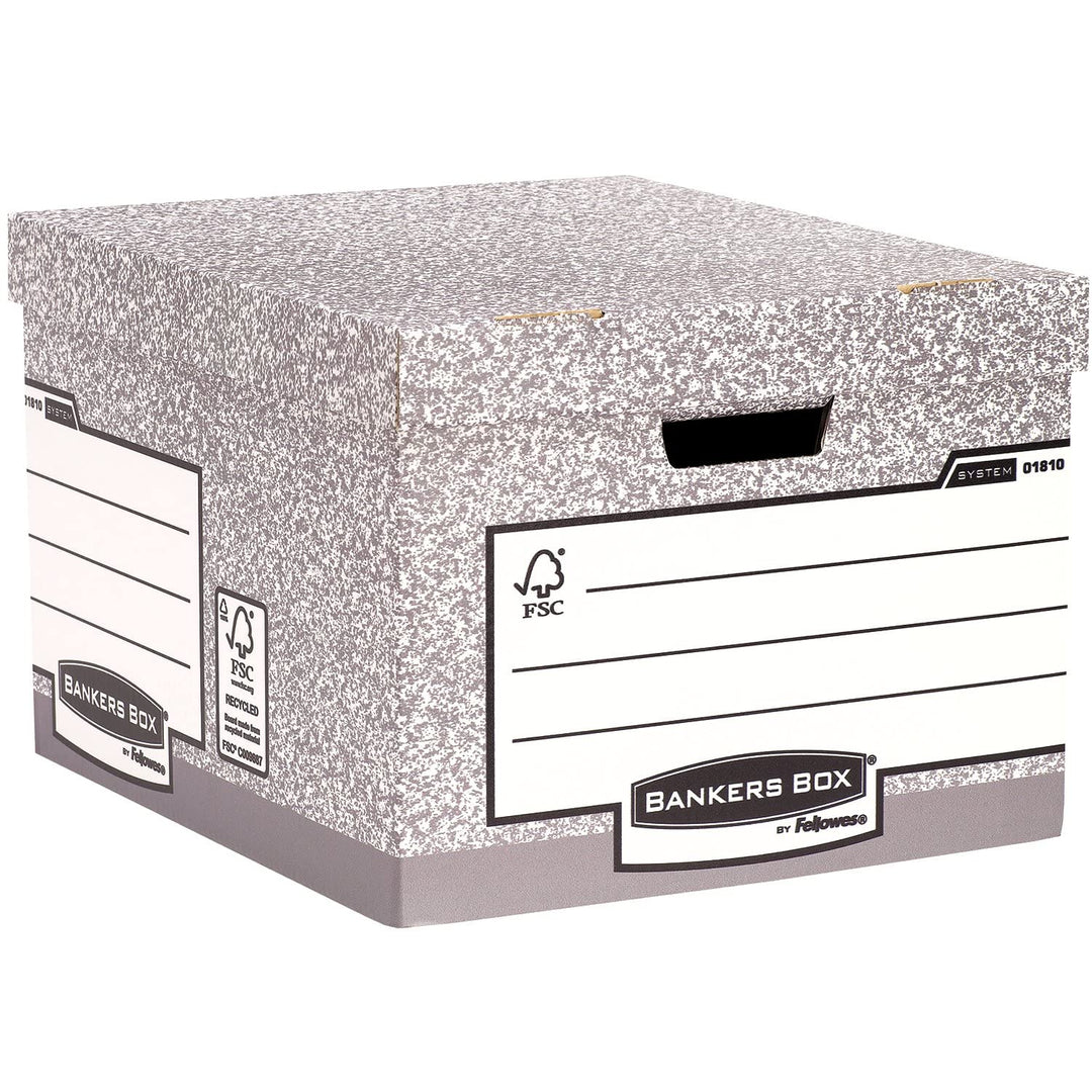 Bankers Box Archivbox mit FastFold System, gross, FSC, 10er-Packung, grau Grau Grosse, Grau Grosse
