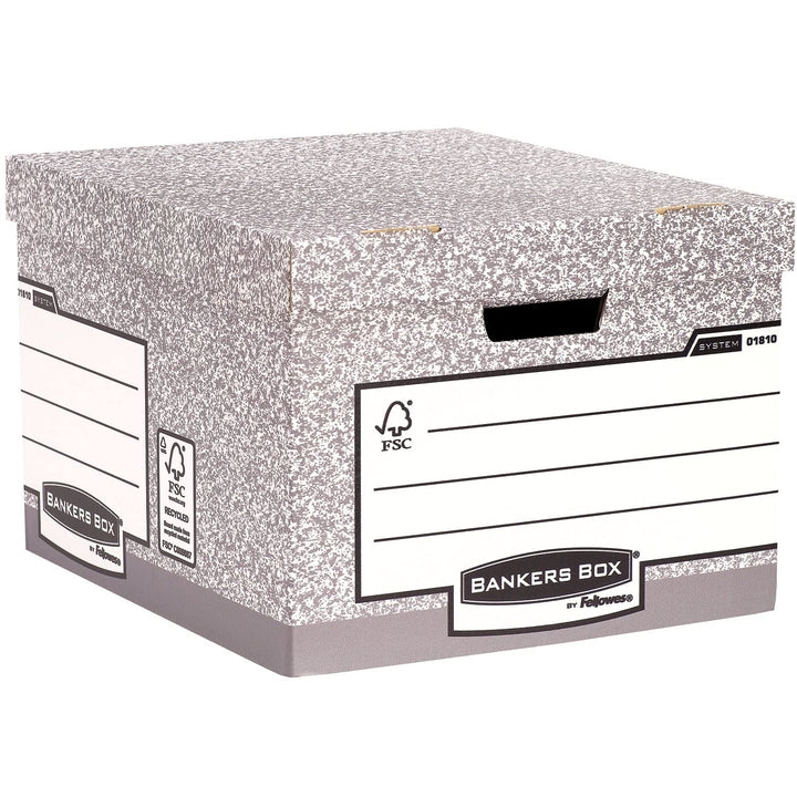 Bankers Box Archivbox mit FastFold System, gross, FSC, 10er-Packung, grau Grau Grosse, Grau Grosse