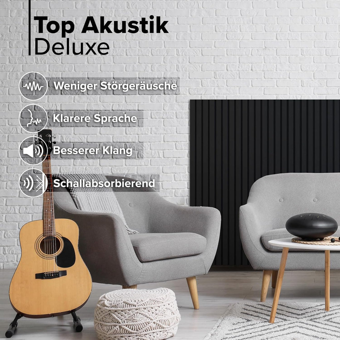 HEXIM Akustikpaneele 2 Stück 140x30cm Holz Grande - Wandpaneele Platten Lamellen Holzpaneele Echthol