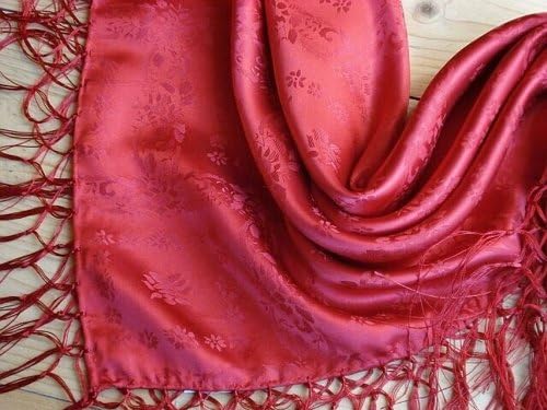 Seidentuch Dirndl-Trachtentuch Tuch hell-rot 75x75cm Dirndltuch Seide Fransentuch für Tracht Trachte