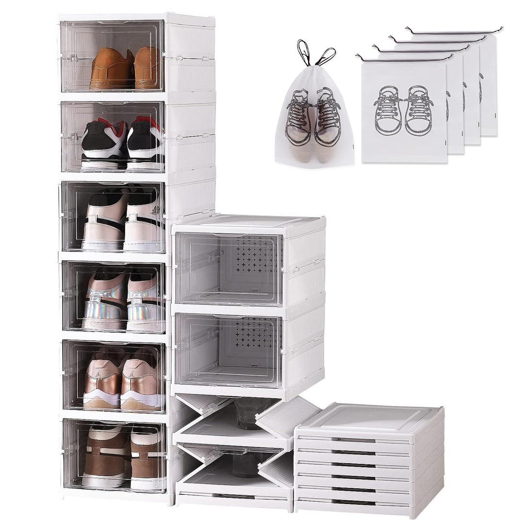 Schuhboxen Transparent Faltbar Shoe Box Schuhkarton Sneaker Regal Schuh Aufbewahrung Organisierer Or