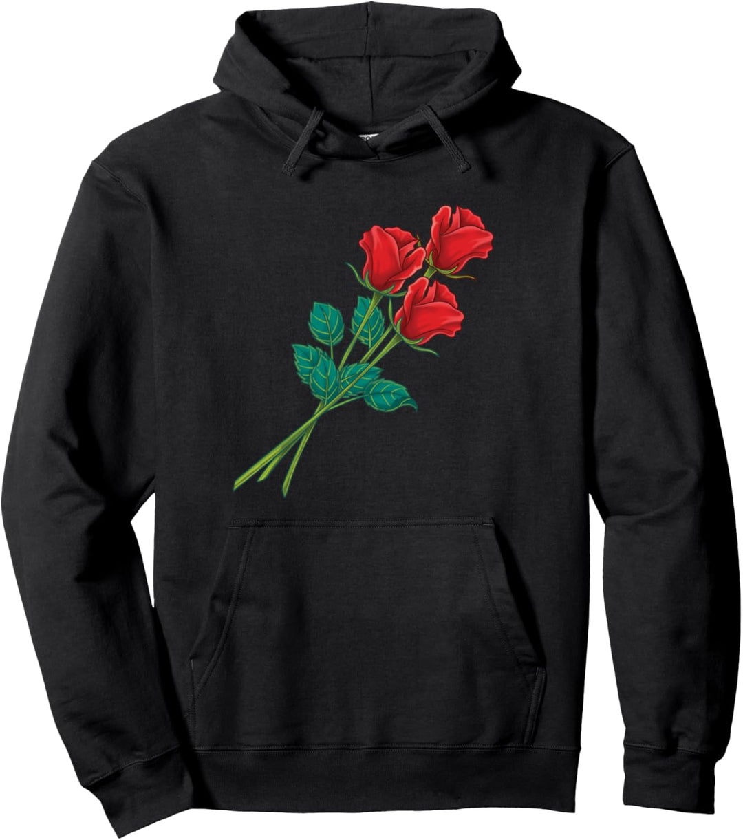 Lange Stiel Rote Rosen Muttertag Floral Anniversary Pullover Hoodie