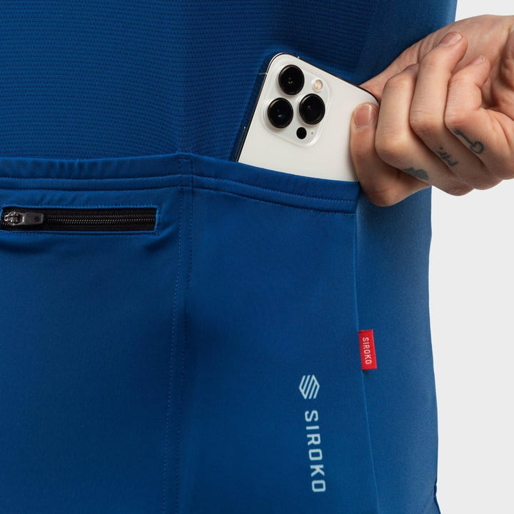 SIROKO M2 Radtrikot Herren Langarm Slim Fit Aerodynamische Fahrradbekleidung M Blau/Rot, M Blau/Rot