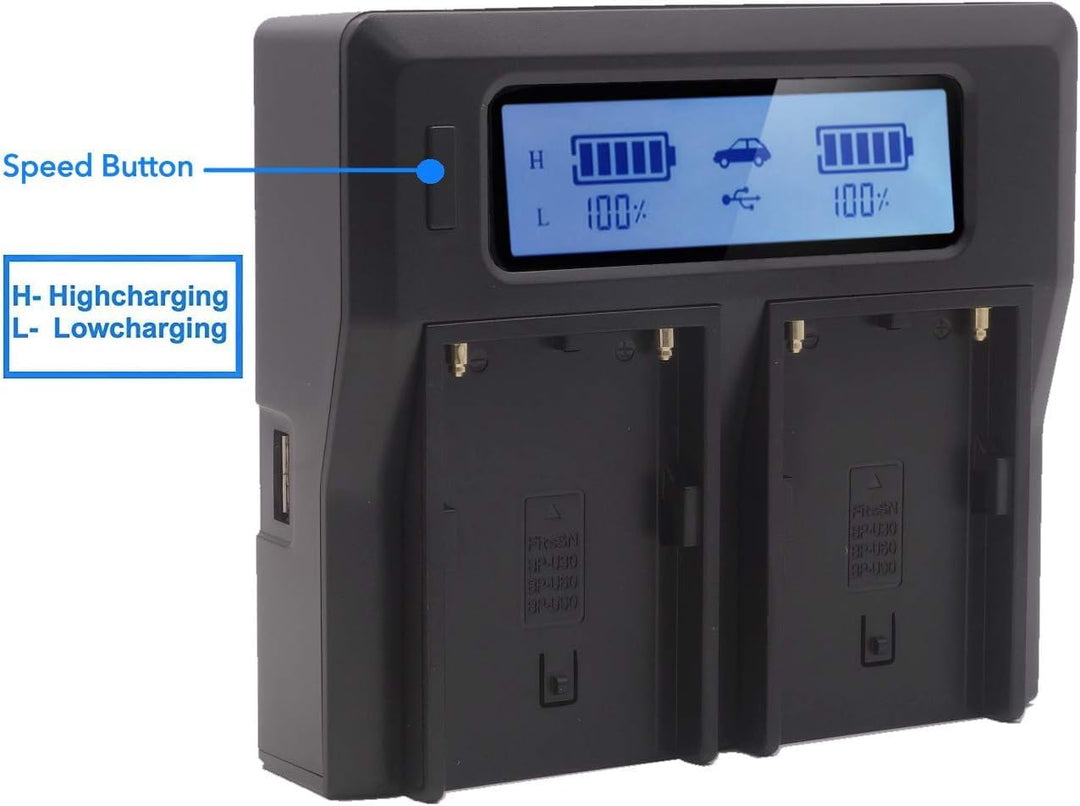 Baxxtar Pro - LCD DUAL Ladegerät - kompatibel mit Akku Sony BP-U30 BP-U35 BP-U60 BP-U65 BP-U70 BP-U9