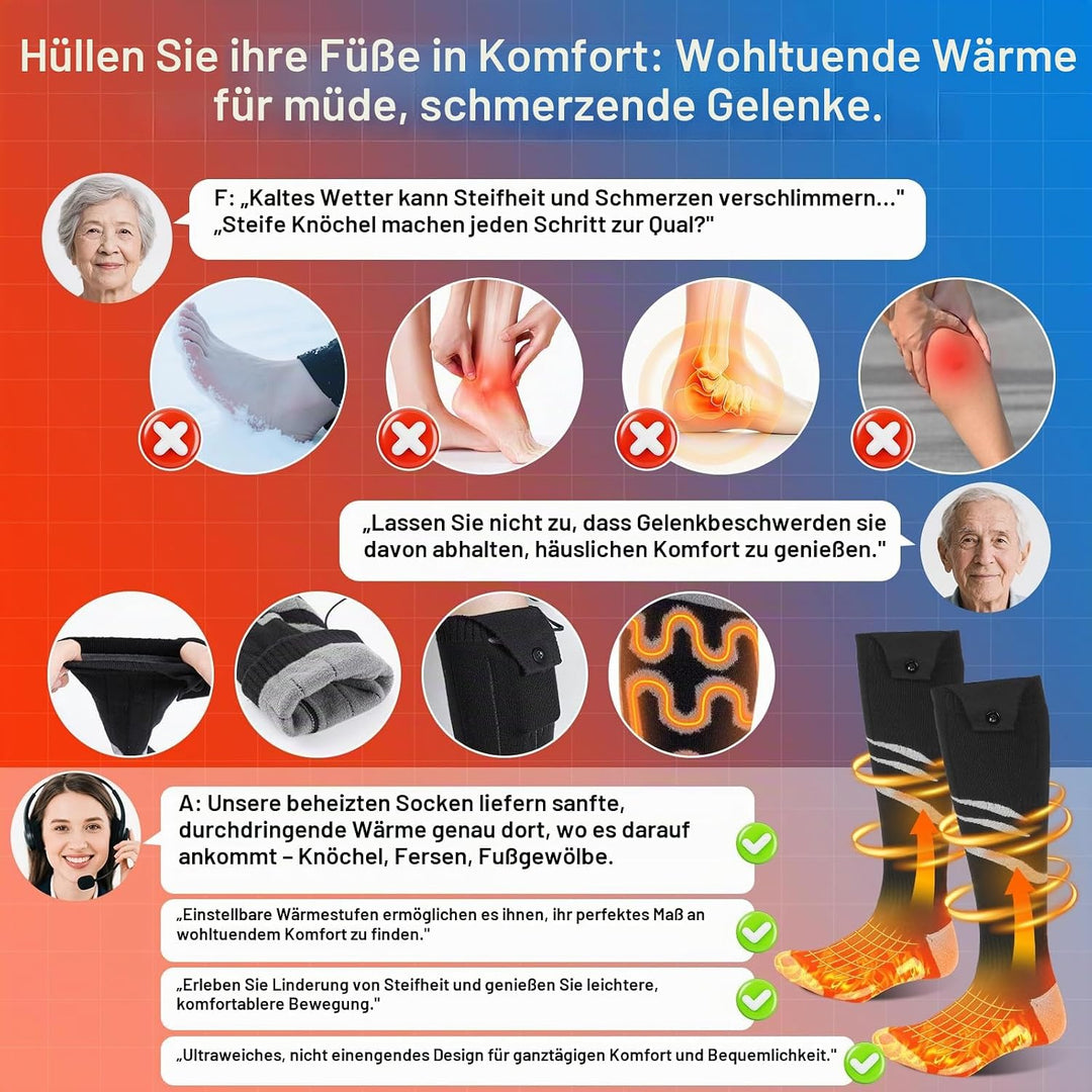 Beheizbare Socken mit APP Wiederaufladbare elektrische Beheizte Socken für Damen und Herren 4 Temper