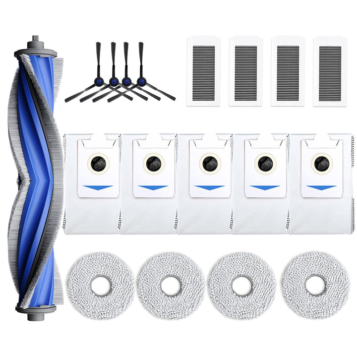 18 Stück Zubehör Kompatibel mit ECOVACS X5 Omni(1 Hauptbürste, 4 Seitenbürsten, 4 Filter, 4 Wischtüc