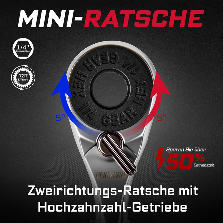 Ratschen Schraubendreher und Magnetischer Bithalterung, Ergonomischer Griff mit Bits Lagerfläche, In