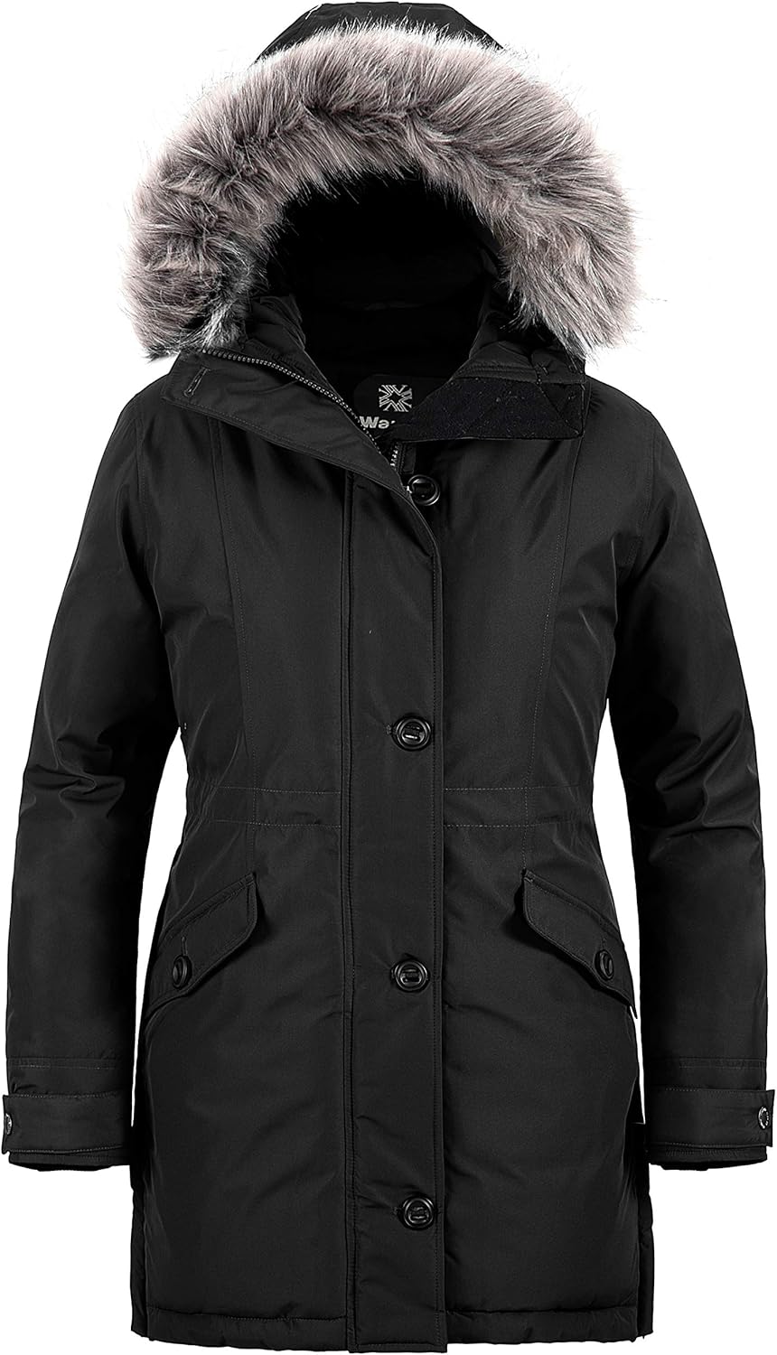 Wantdo Damen Winter Warm Puffer Mantel Wasserabweisend Outdoor Jacke Winddichte Oberbekleidung Mante