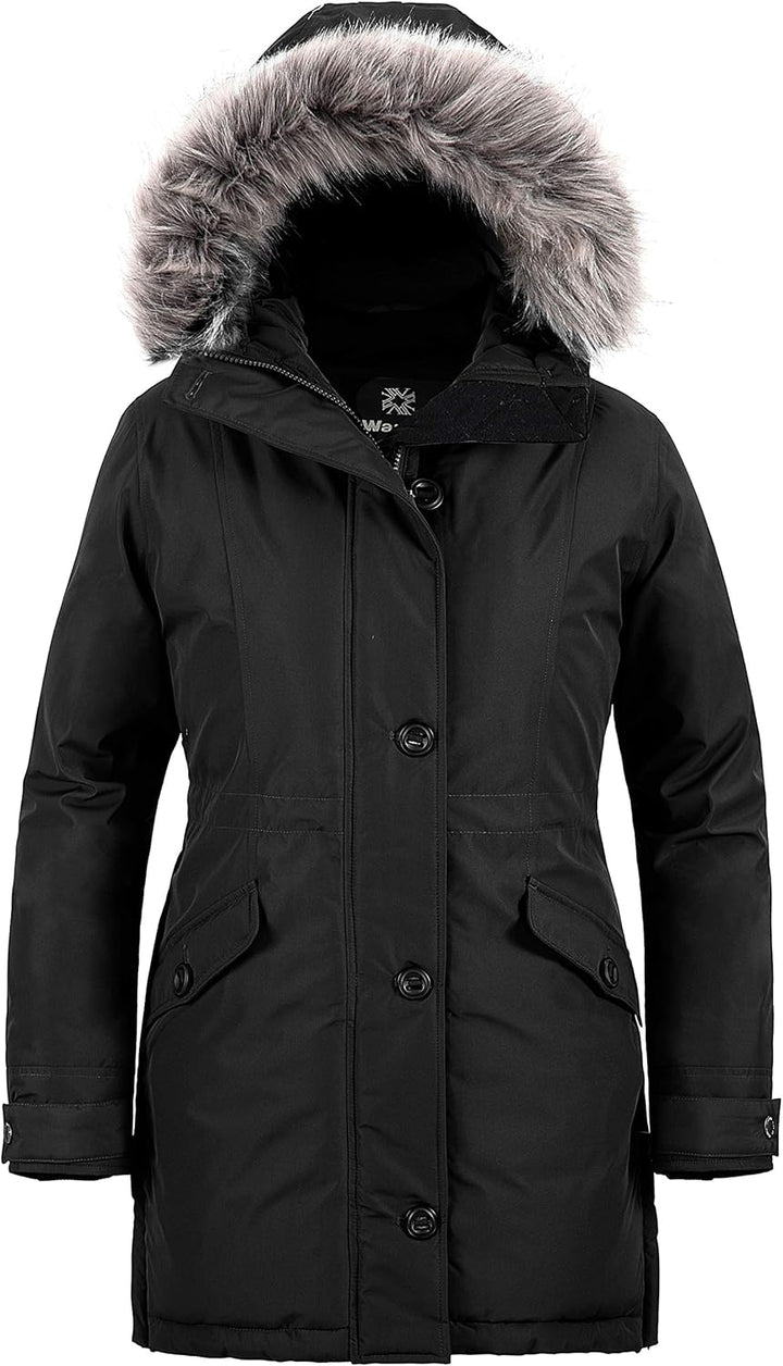 Wantdo Damen Winter Warm Puffer Mantel Wasserabweisend Outdoor Jacke Winddichte Oberbekleidung Mante
