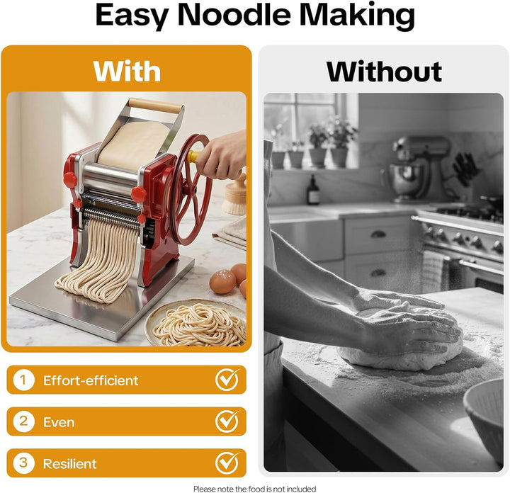 Manuelle Nudelmaschine, Edelstahl Pastamaschine Pasta Maker Maschine für 0.5-5mm Nudeldicke, Nudelsc