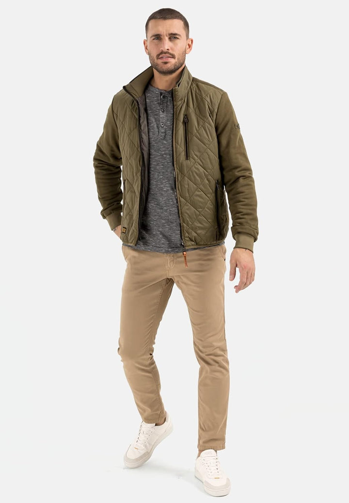 camel active Herren Steppblouson mit Jerseyärmeln 30 Olive Brown, 30 Olive Brown