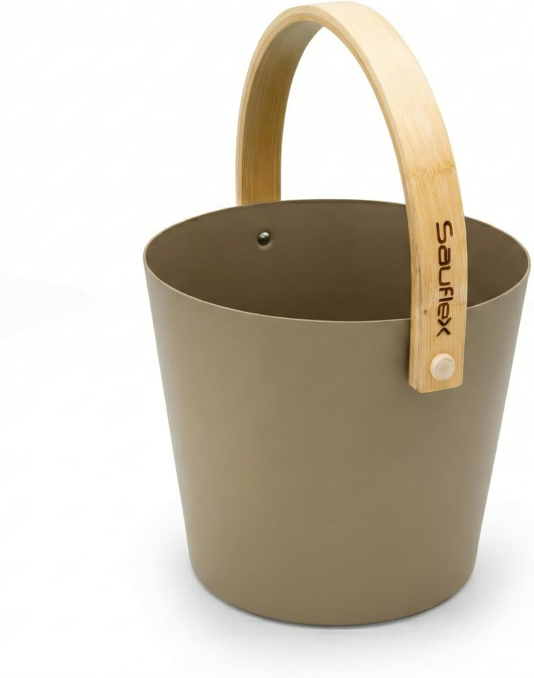 Sauna Zubehör Set: 4L Aluminium Eimer und 42cm Kelle, Bambusgriffe (Taupe), Taupe