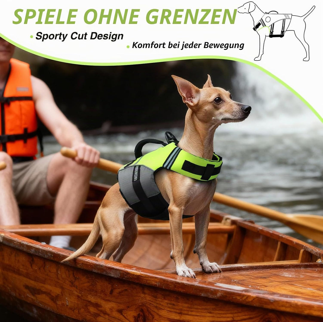 VIVAGLORY Sports Style Schwimmweste Hund, Hundeschwimmweste für Bootfahren, Auftrieb &amp; Schwimmhilfe,