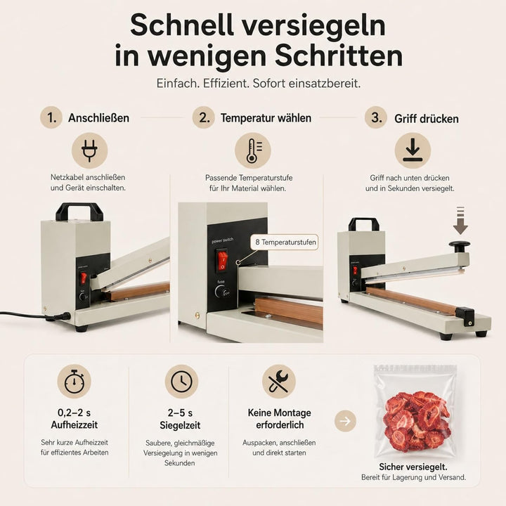 Heisssiegelgerät 600 mm Folienschweissgerät Impuls Schweissgerät 3mm Dichtungsbreite Balkenschweissg