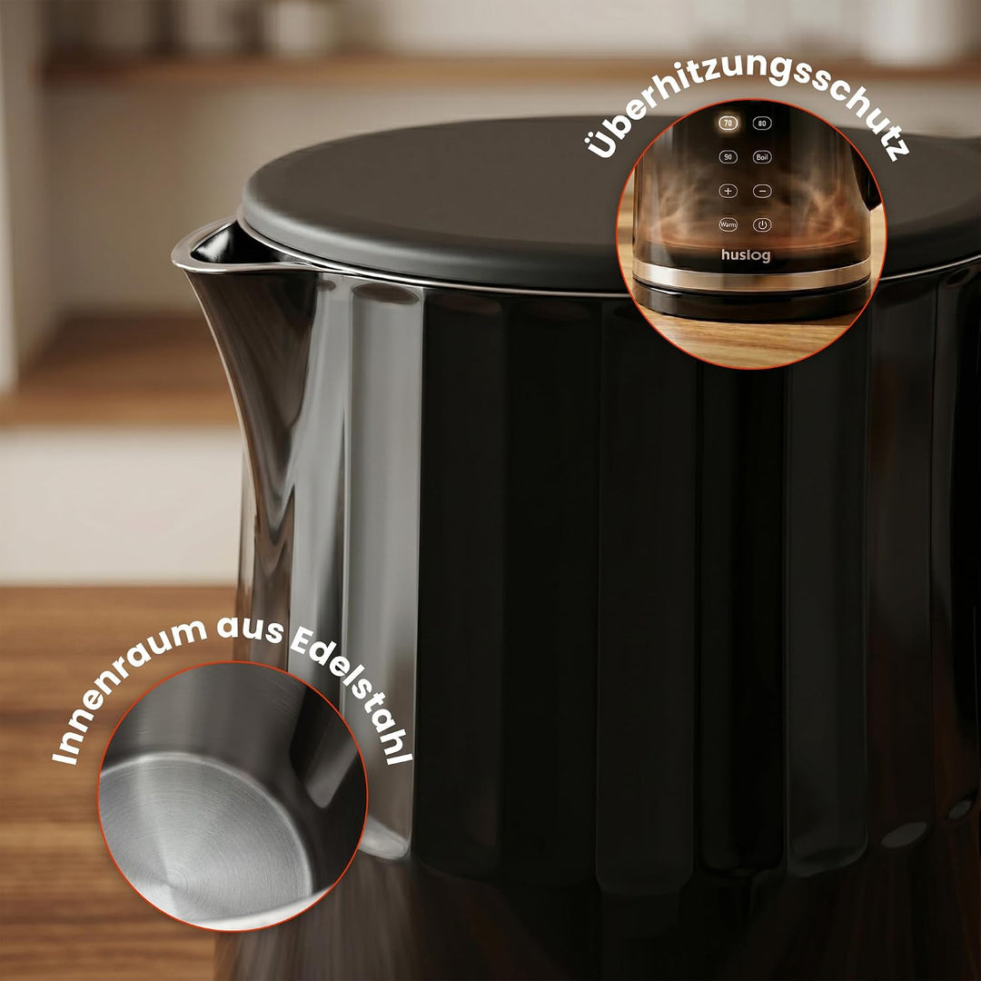 Elektrischer Wasserkocher mit Temperaturanzeige 1,7L 2200W Warmhaltefunktion 4 Temperaturprogramme T