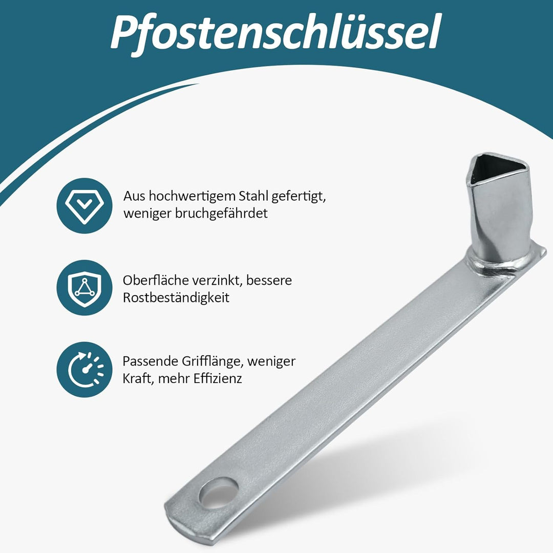 Folzirt 2 Stück M12 Stahl-Dreikantschlüssel für Absperrpfosten, universal Pollerschlüssel Dreikant f