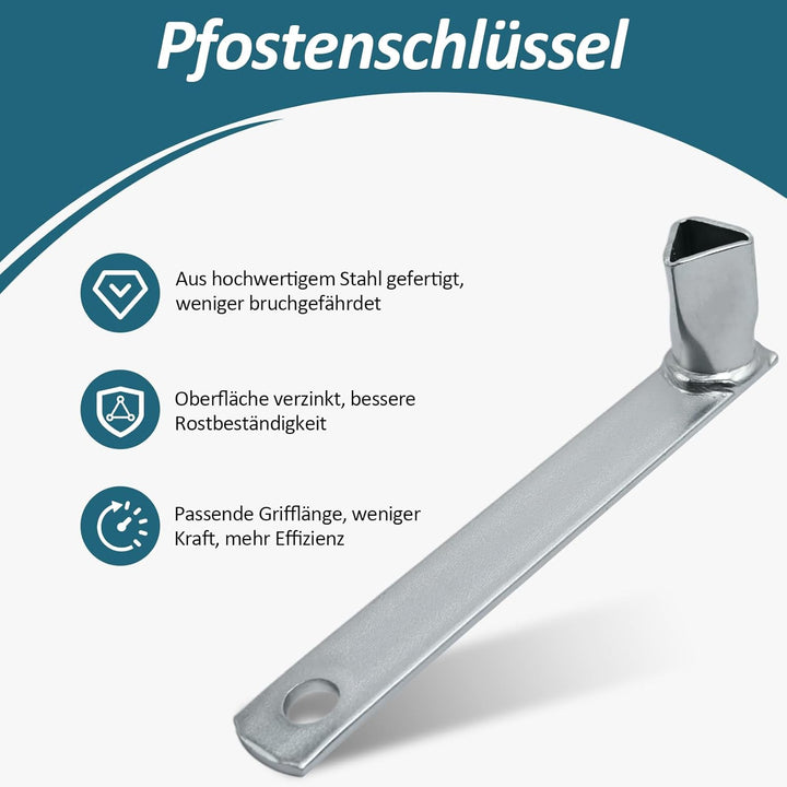 Folzirt 2 Stück M12 Stahl-Dreikantschlüssel für Absperrpfosten, universal Pollerschlüssel Dreikant f