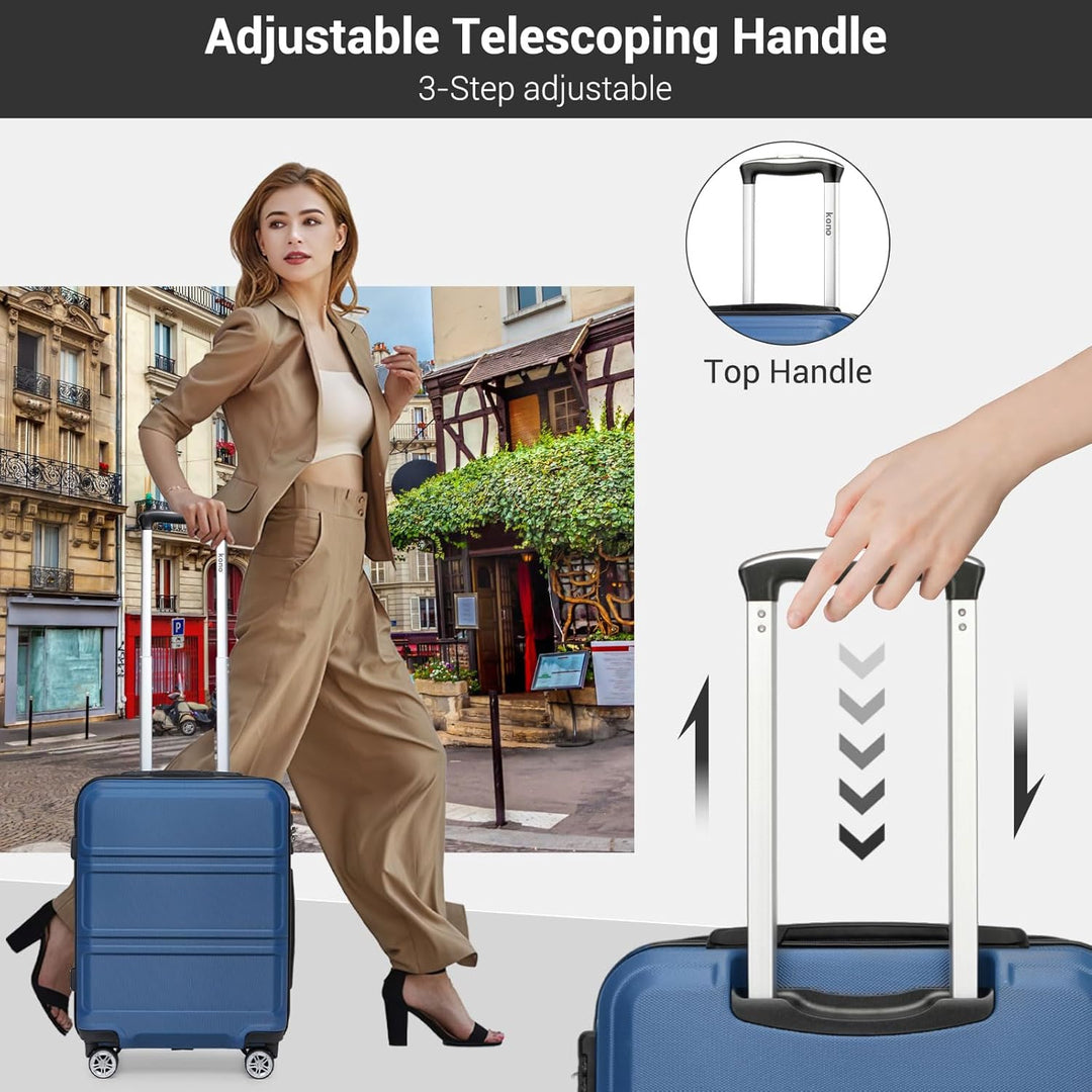 KONO Handgepäck Koffer ABS+PC Hartschalenkoffer, Kabinenkoffer 52x38x21 cm für Lufthansa & Eurowings