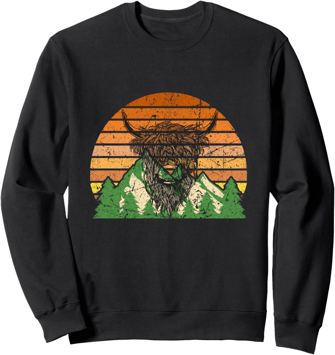 Schottische Hochlandkuh, Retro-Stil, Vintage, schottische Highland-Kuh Sweatshirt