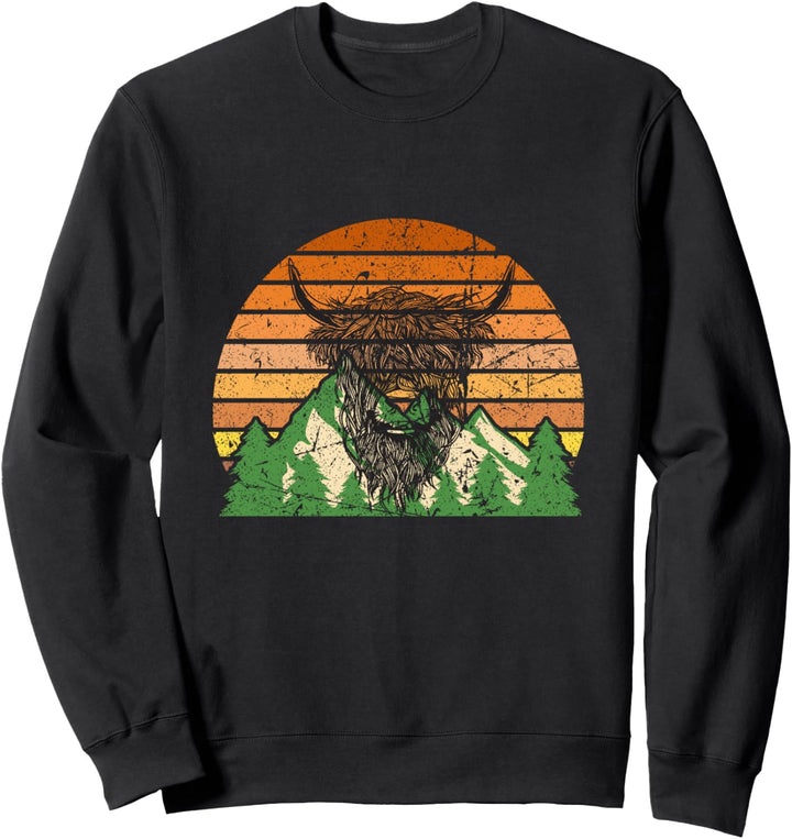 Schottische Hochlandkuh, Retro-Stil, Vintage, schottische Highland-Kuh Sweatshirt
