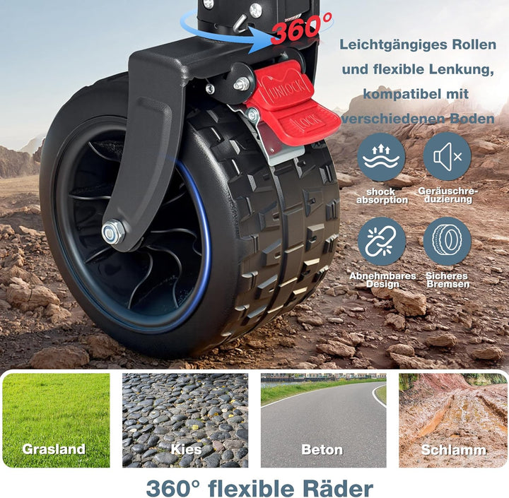 COMLAX FIELD Bollerwagen Faltbar 200L 200KG, Faltbarer Bollerwagen mit Breiten Rädern, Strandwagen K