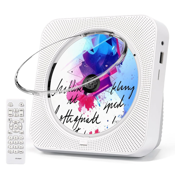 Tragbarer CD-Player, CD Players Bluetooth 5.1 mit Fernbedienung Unterstützung Timer, HiFi-Lautsprech