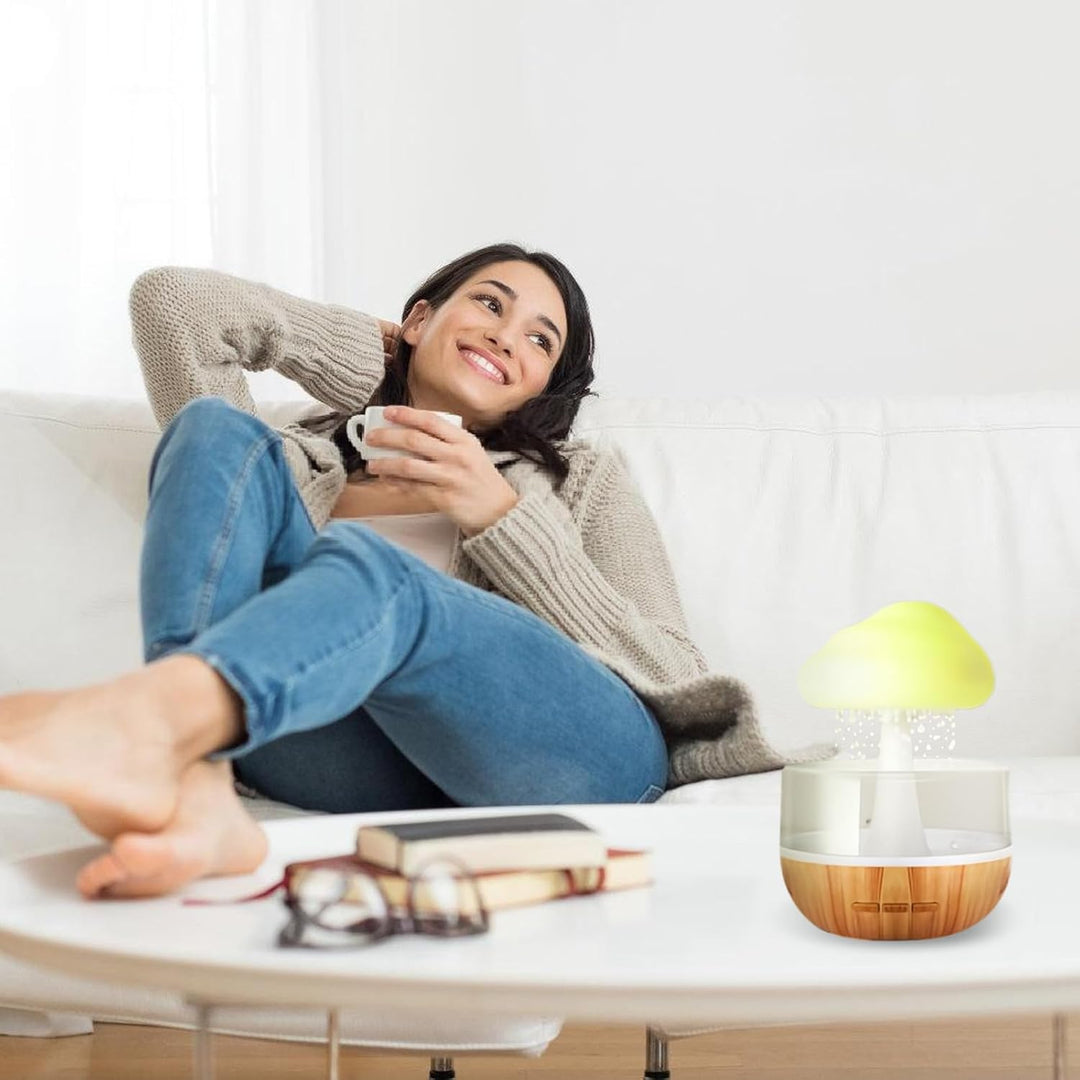 Regenwolken Luftbefeuchter mit Nachtlicht: Regen Wolke Luftbefeuchter Wasserfall Lampe, 3 in 1Raumbe