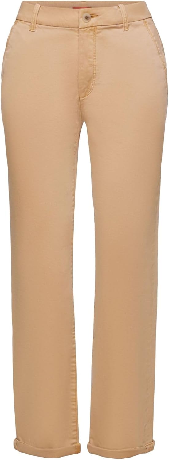 ESPRIT Chinohose in gerader Passform mit mittelhohem Bund 38W / 32L Beige, 38W / 32L Beige