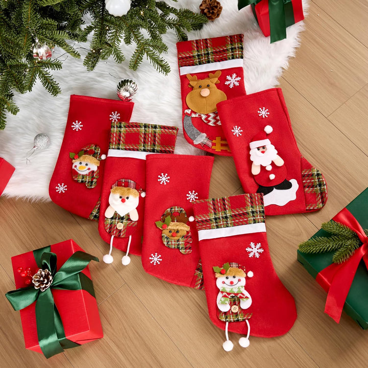 JOYIN 6 Stück Weihnachts-Aufbewahrungsbeutel, Weihnachtsstrumpf-Dekoration, Weihnachtsstrümpfe mit F
