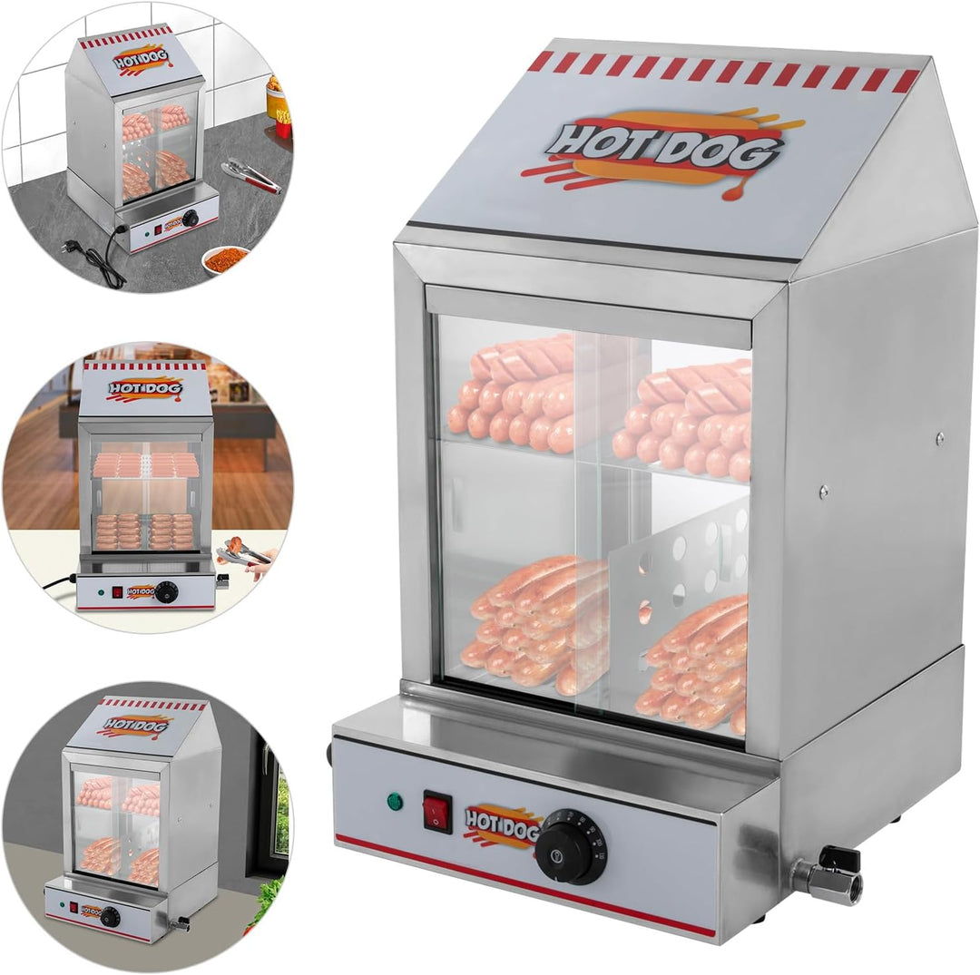 40 l elektrischer Hotdog-Wärmer, Edelstahl-Hotdog-Maker, elektrischer Hotdog-Wärmer, Hotdog- und Wür