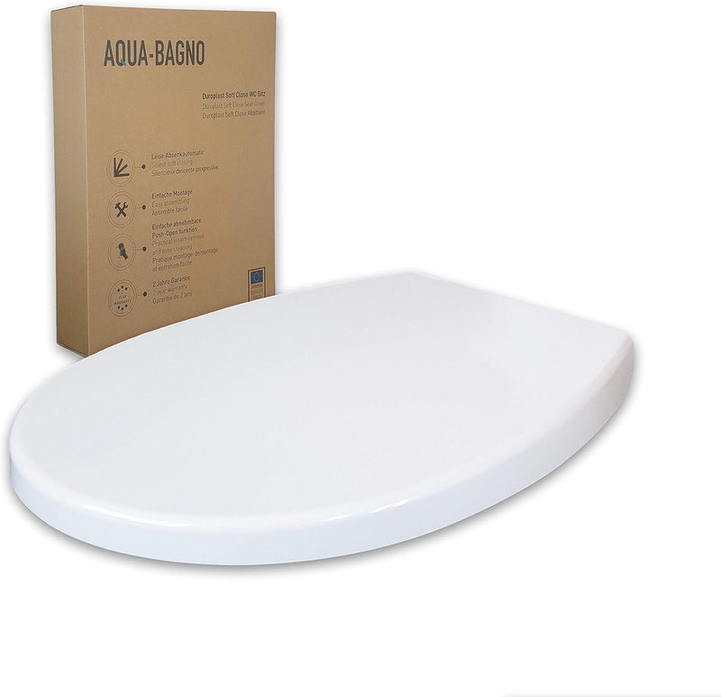 Aqua Bagno | Universeller Toilettendeckel & WC-Sitz mit Absenkautomatik, abnehmbarer Klodeckel O-For