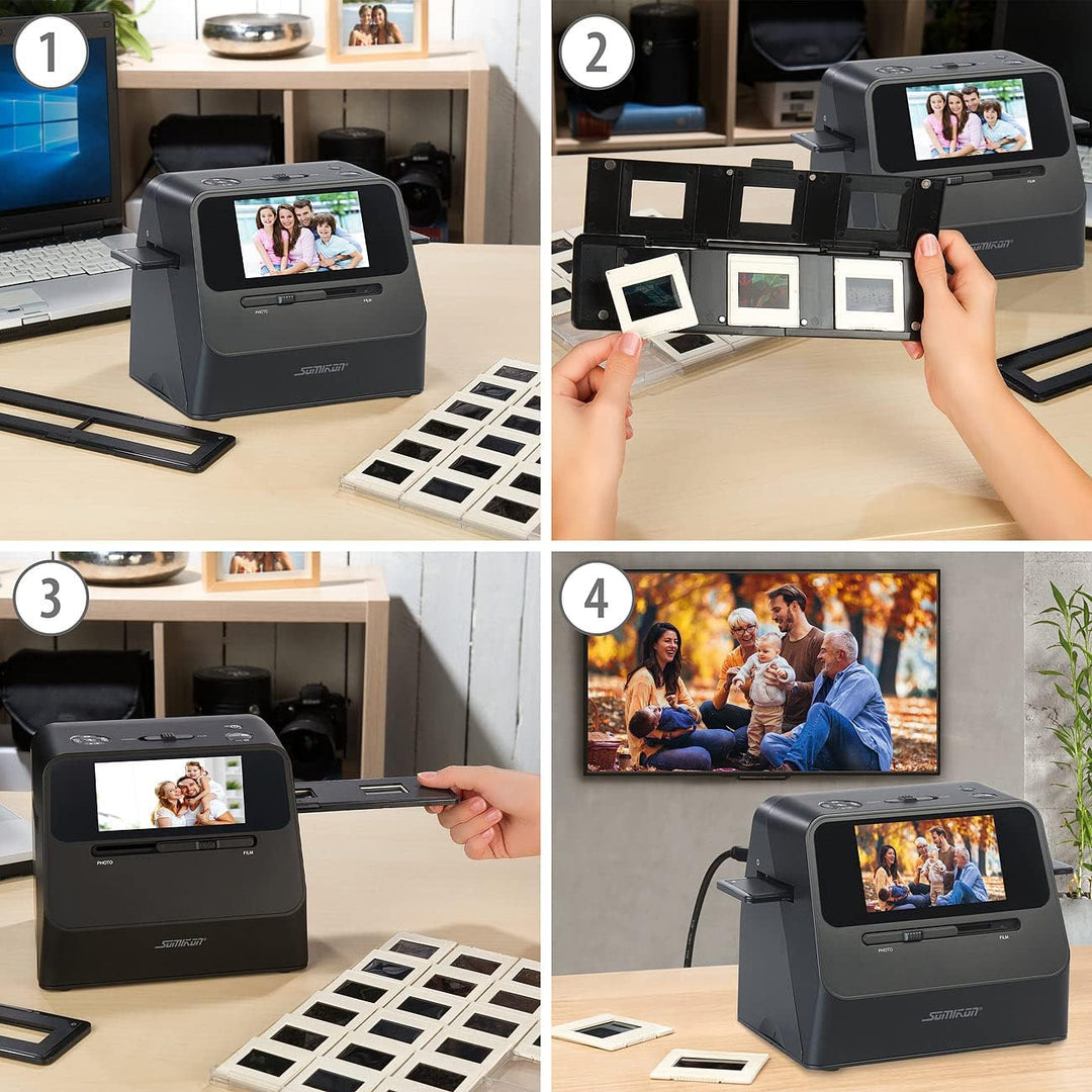 Somikon Fotoscanner: 3in1-Foto-, Dia- & Negativscanner mit 22 MP und HDMI-Ausgang, Akku (Scanner, Fo
