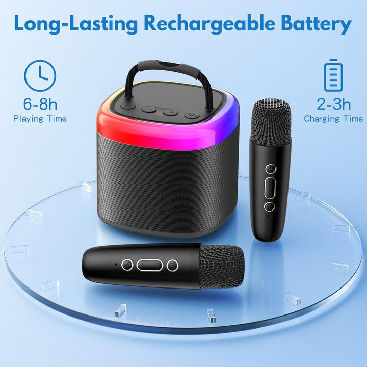 JYX Karaoke Maschine für Kinder & Erwachsene, Mini Karaoke Anlage mit Mikrofonen, Bluetooth Karaoke