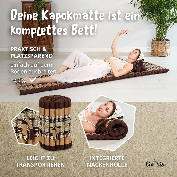 livasia Rollmatte Rollmatratze L-200x110x4,5cm, Gästebett Gästematratze 1 Person, Reisebett Kofferra