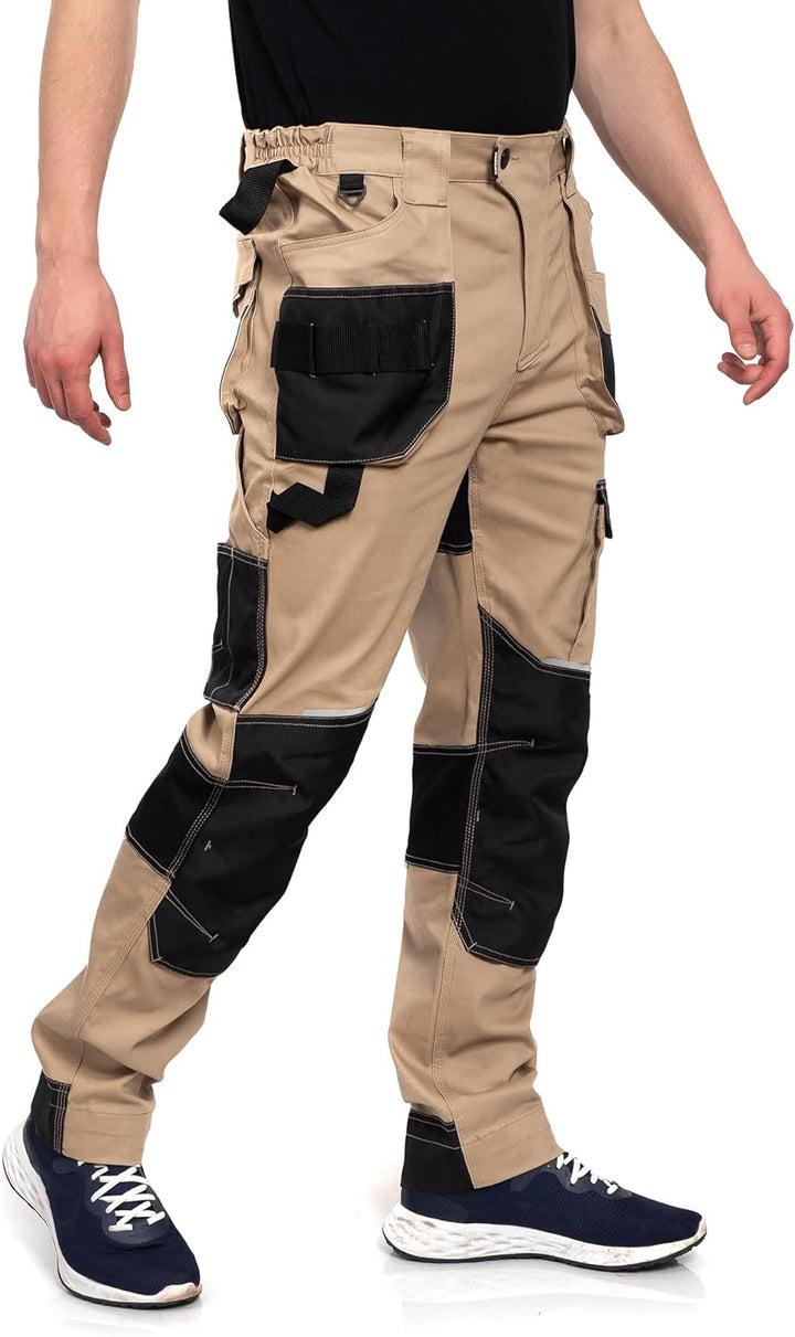 DINOZAVR Flex Lange Herren-Arbeitshose - Stretch Männer Bundhose - Elastische Cargohose mit Spandex