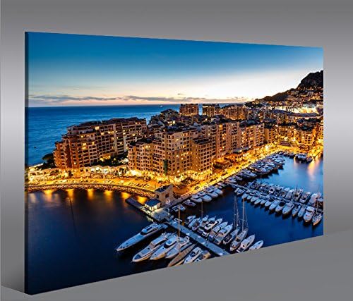 islandburner Bild Bilder auf Leinwand Monaco V2 Montecarlo Hafen Yachthafen 1p XXL Poster Leinwandbi