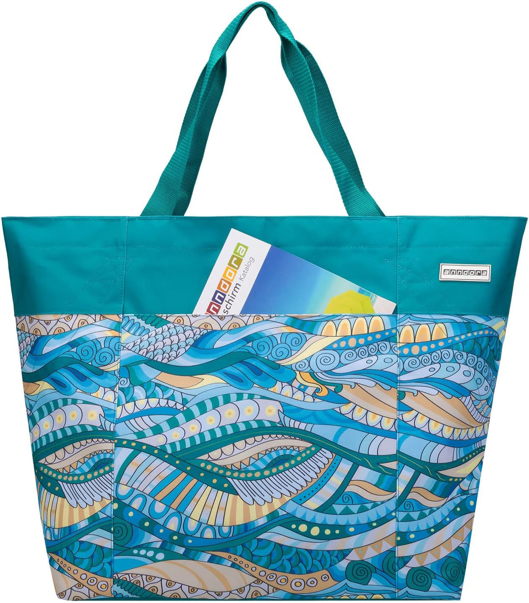 anndora XXL Shopper OCEAN - Strandtasche 40 Liter Schultertasche Einkaufstasche türkis gemustert Oce