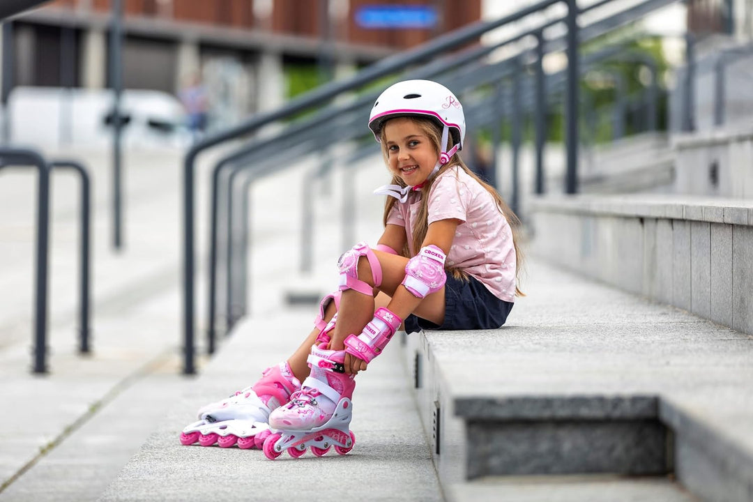 3in1 Kinder Inline Skates Triskates/Rollschuhe Raven Princess + Schützer Neve + Helm Silky 34-37 + S