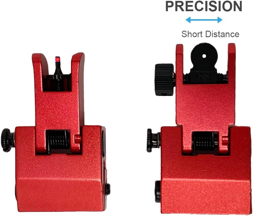 ST02DR Fiber Optics Front und Rear Sights Flip Up Picatinny Rail Mounted Backup Iron Sights (rot)