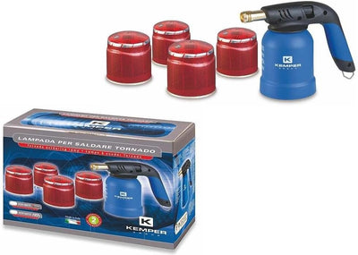 Kemper Lötlampe Lötbrenner Bunsenbrenner inkl. 4 x Gas Kartuschen