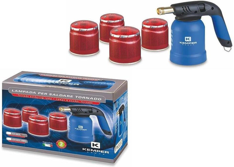 Kemper Lötlampe Lötbrenner Bunsenbrenner inkl. 4 x Gas Kartuschen
