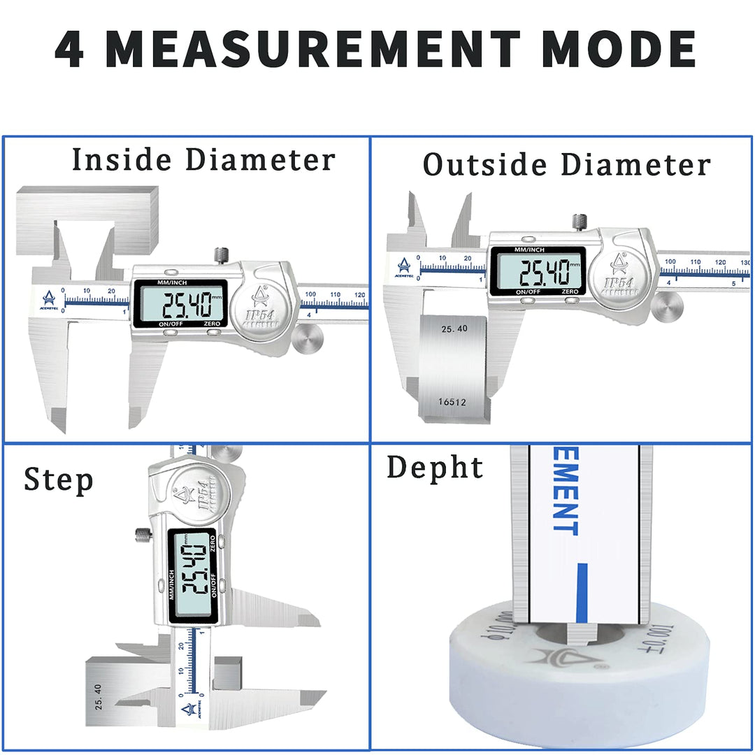 ACEMETER Digitale Schieblehre 150mm / 6-Zoll Edelstahl Messschieber Digital Messlehre Spritzwasserdi