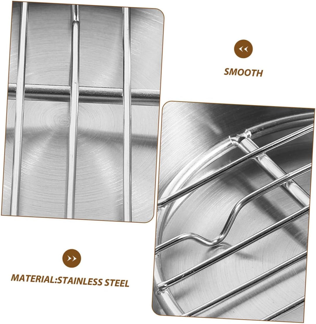 Zerodeko Hochleistungs Grillpfanne Edelstahl mit Ölablass Backblech 16cm Mehrzweck Bräter für Ofen u