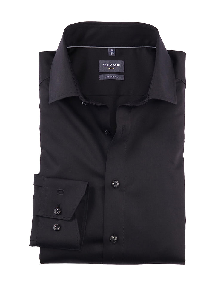 OLYMP Herren Businesshemd Langarm Luxor,Satin,modern fit,Global Kent 37 Graphit 69, 37 Graphit 69
