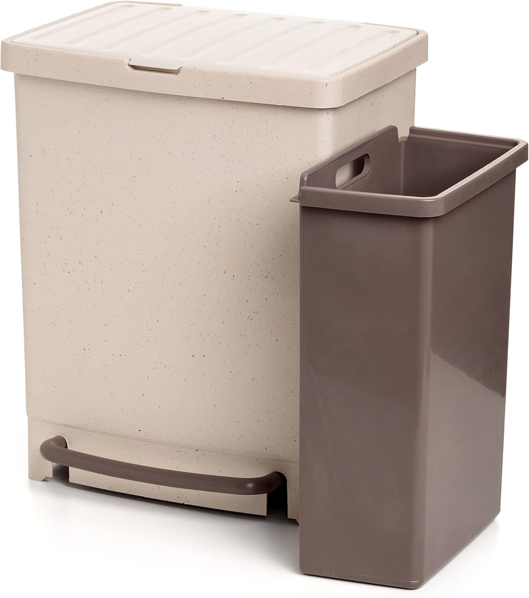 TATAY Mülleimer Mülltrennsystem 17L + 8L, 25L Gesamtkapazität, mit Pedal, 8L Separator, Polypropylen