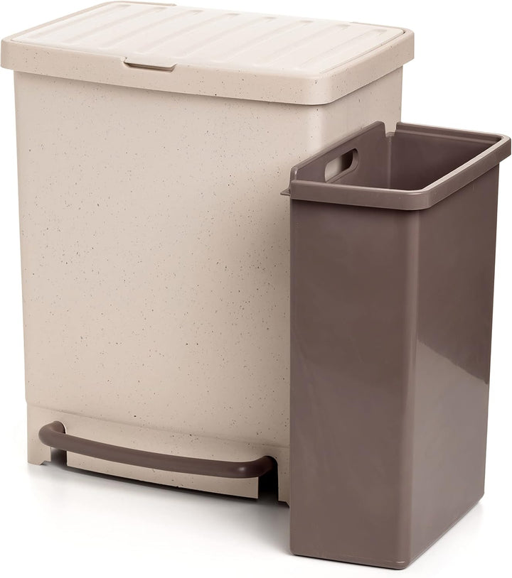 TATAY Mülleimer Mülltrennsystem 17L + 8L, 25L Gesamtkapazität, mit Pedal, 8L Separator, Polypropylen