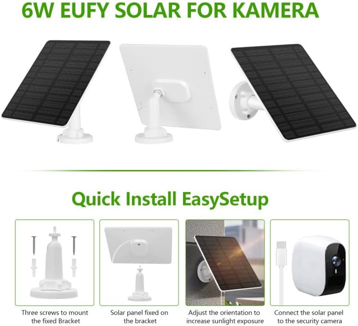 2PCS Solarpanel für Eufy Kamera,GuKKK 6W Kamera Solarpanel Kompatibel,Kontinuierliche Stromversorgun
