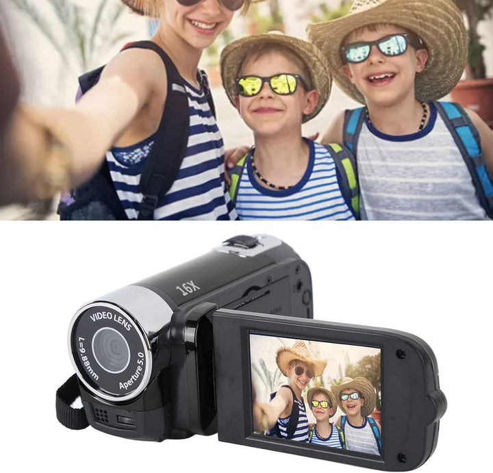 1080P Digital Videokamera, 16 MP DV Kamera, 2,7 Zoll TFT Drehbildschirm, 16 Fach Digitalzoom, USB Ka