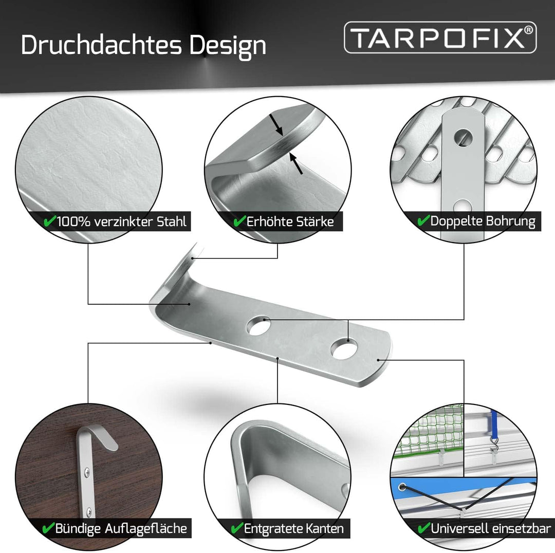 Tarpofix® Planenhaken Netzhaken inkl. Schrauben für Anhänger Plane (20 STK.) - langlebige Abspannhak